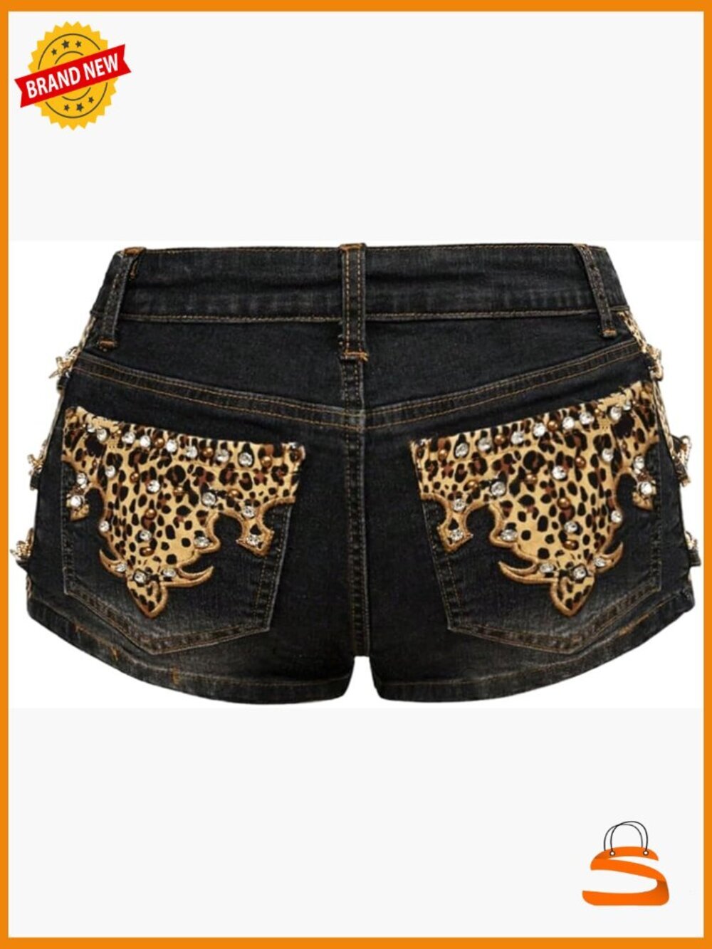 Cross Embroidery Rhinestone Denim Shorts Y2k Grunge Punk Jean Shorts